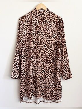 Summersalt Top Sz Small Effortless Shirtdress Swim Beach‎ Cover Up Leopard Print